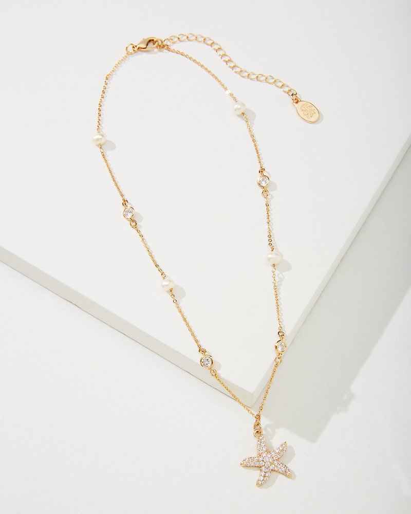 Tommy Bahama Island Essence Gold Starfish Pearl Necklace