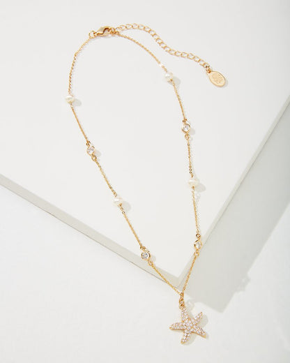 Tommy Bahama Island Essence Gold Starfish Pearl Necklace