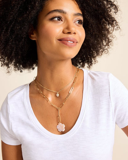 Tommy Bahama Tropical Blooms Hibiscus Charm Layered Necklace