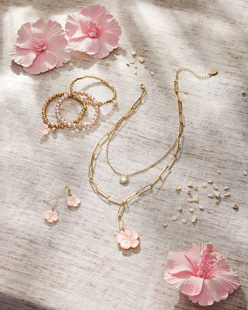 Tommy Bahama Tropical Blooms Hibiscus Charm Layered Necklace
