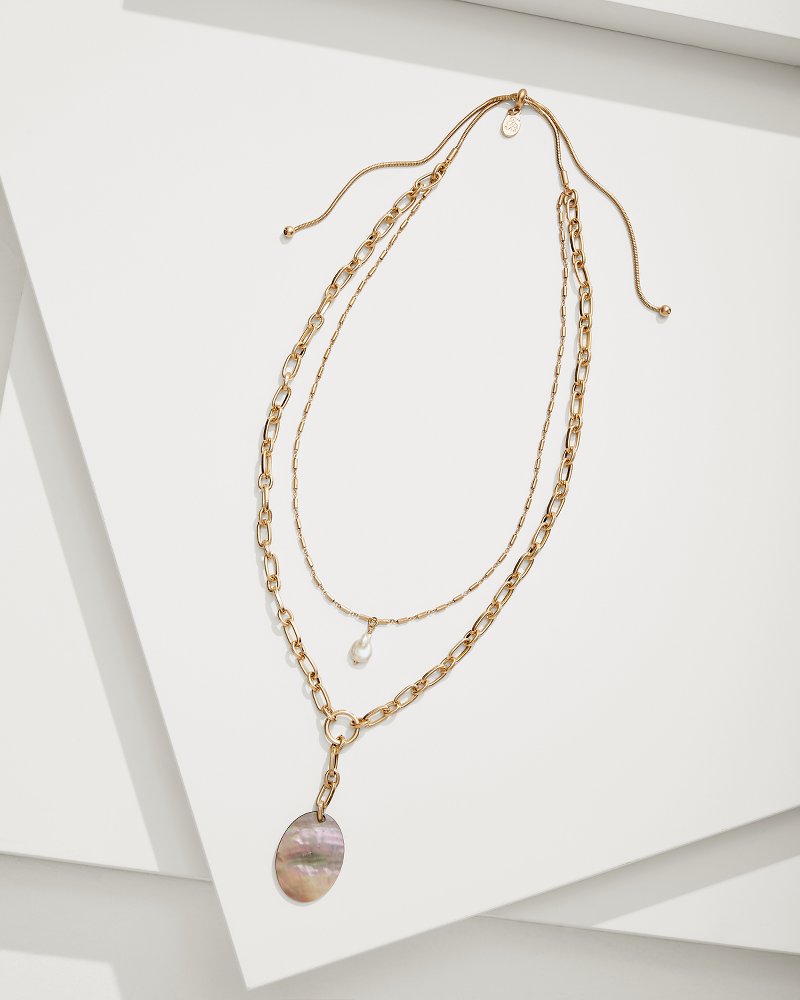 Tommy Bahama Seaside Layered Shell and Pearl Pendant Necklace