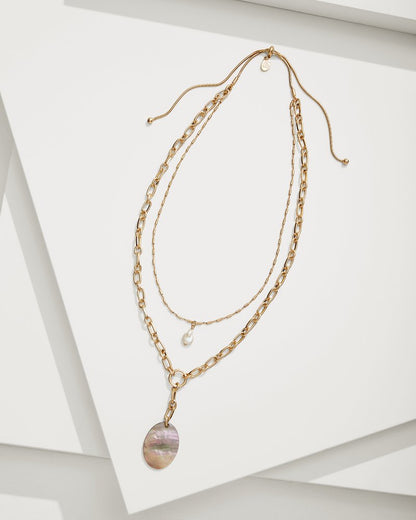 Tommy Bahama Seaside Layered Shell and Pearl Pendant Necklace