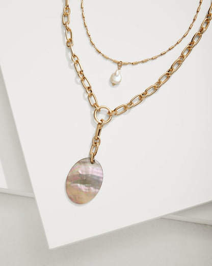 Tommy Bahama Seaside Layered Shell and Pearl Pendant Necklace