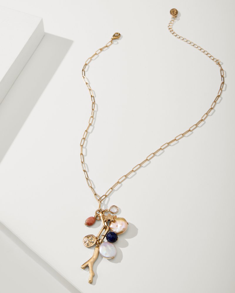 Tommy Bahama Indigo Bay Semiprecious Stone & Pearl Charm Necklace
