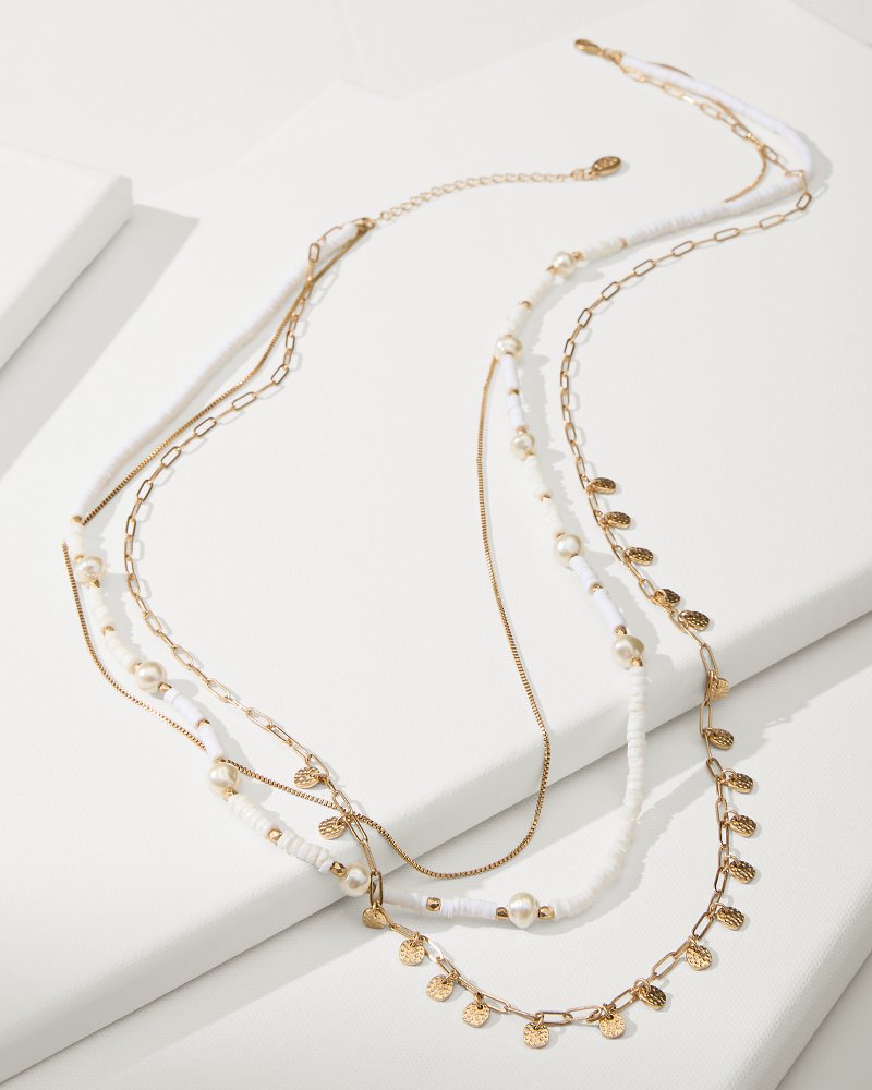 Tommy Bahama Indigo Bay Heishi & Pearl Layered Long Necklace