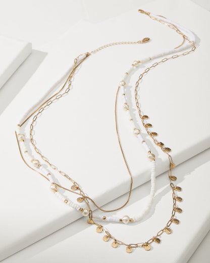Tommy Bahama Indigo Bay Heishi & Pearl Layered Long Necklace
