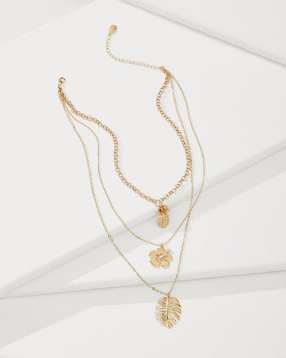 Tommy Bahama Tropical Blooms Multi-Row Layered Charm Necklace