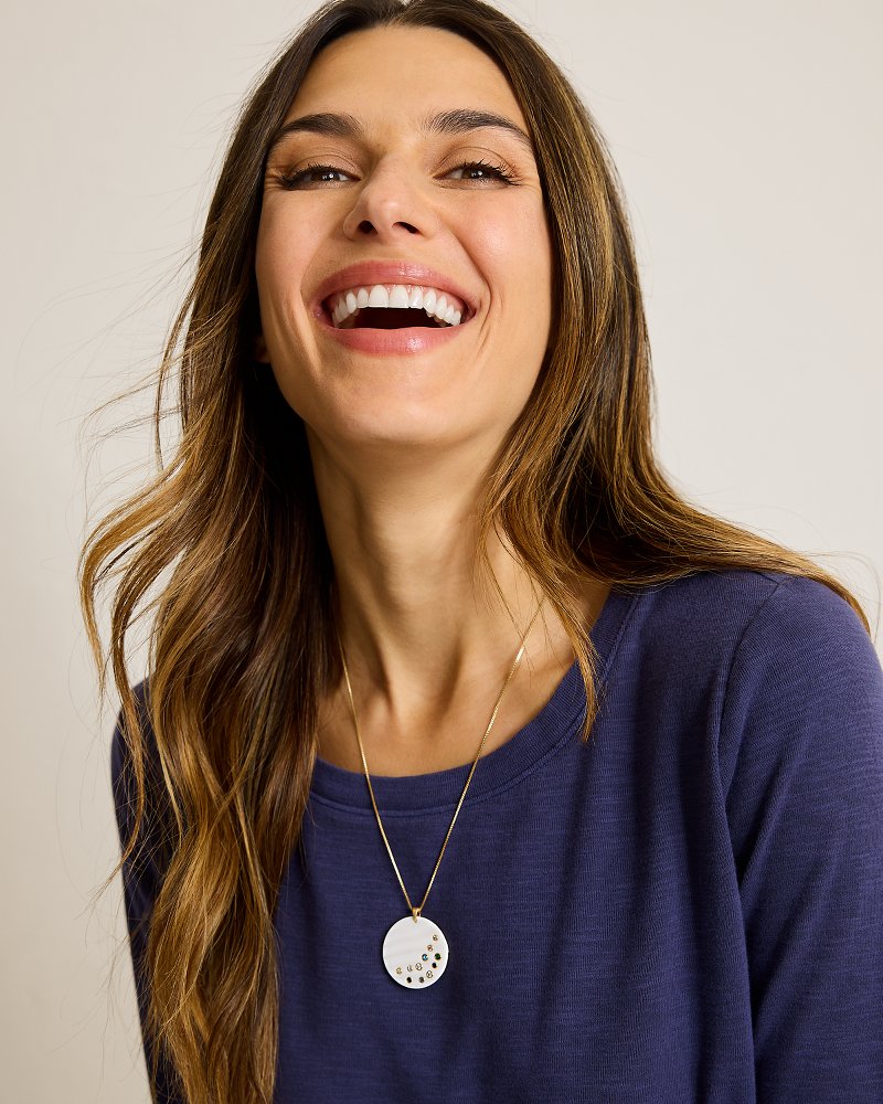 Tommy Bahama Tidal Treasure Mother of Pearl Disc Pendant Necklace