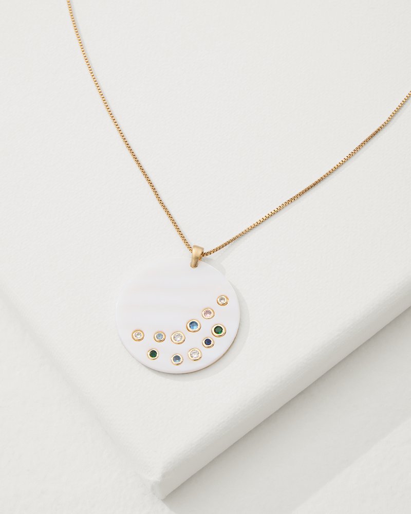 Tommy Bahama Tidal Treasure Mother of Pearl Disc Pendant Necklace