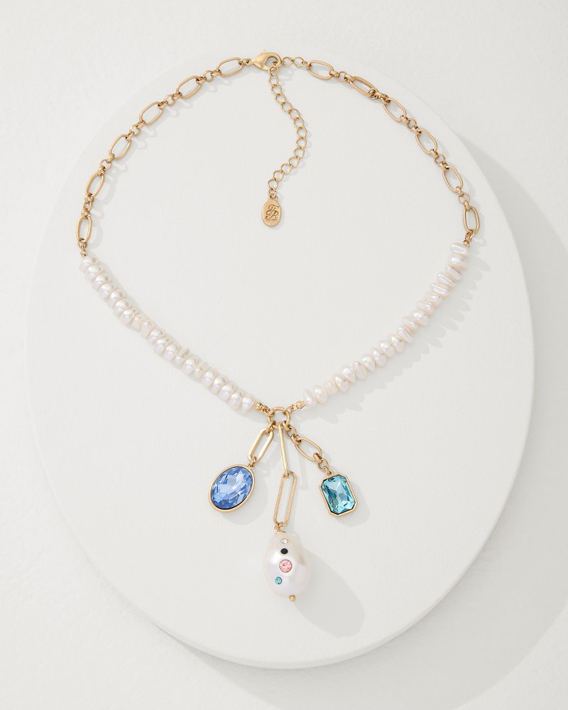 Tommy Bahama Tidal Treasure Pearl and Stone Charm Necklace