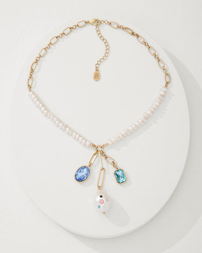 Tommy Bahama Tidal Treasure Pearl and Stone Charm Necklace