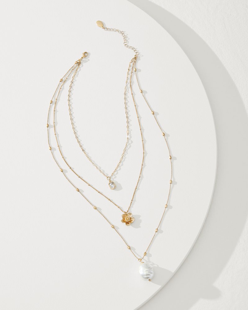 Tommy Bahama Tidal Treasure Floral Charm Layered Necklace