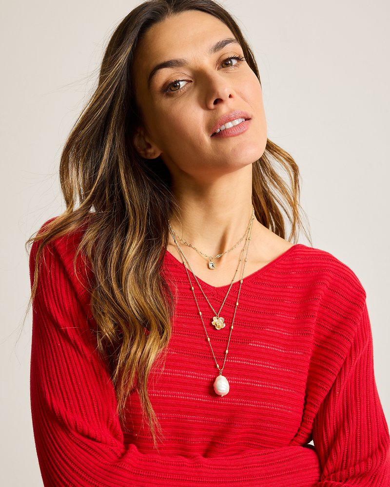 Tommy Bahama Tidal Treasure Floral Charm Layered Necklace