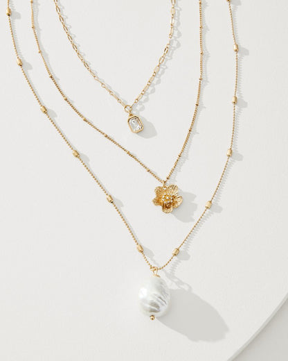 Tommy Bahama Tidal Treasure Floral Charm Layered Necklace