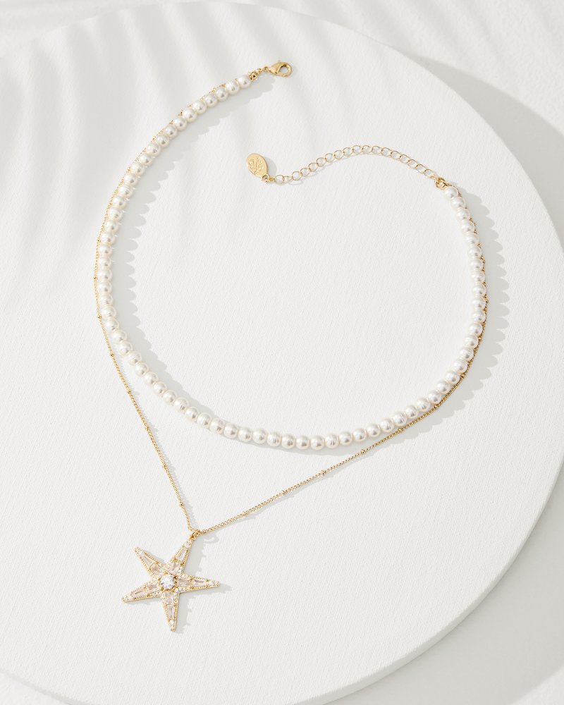 Tommy Bahama Moments in Paradise Star Layered Pearl Necklace