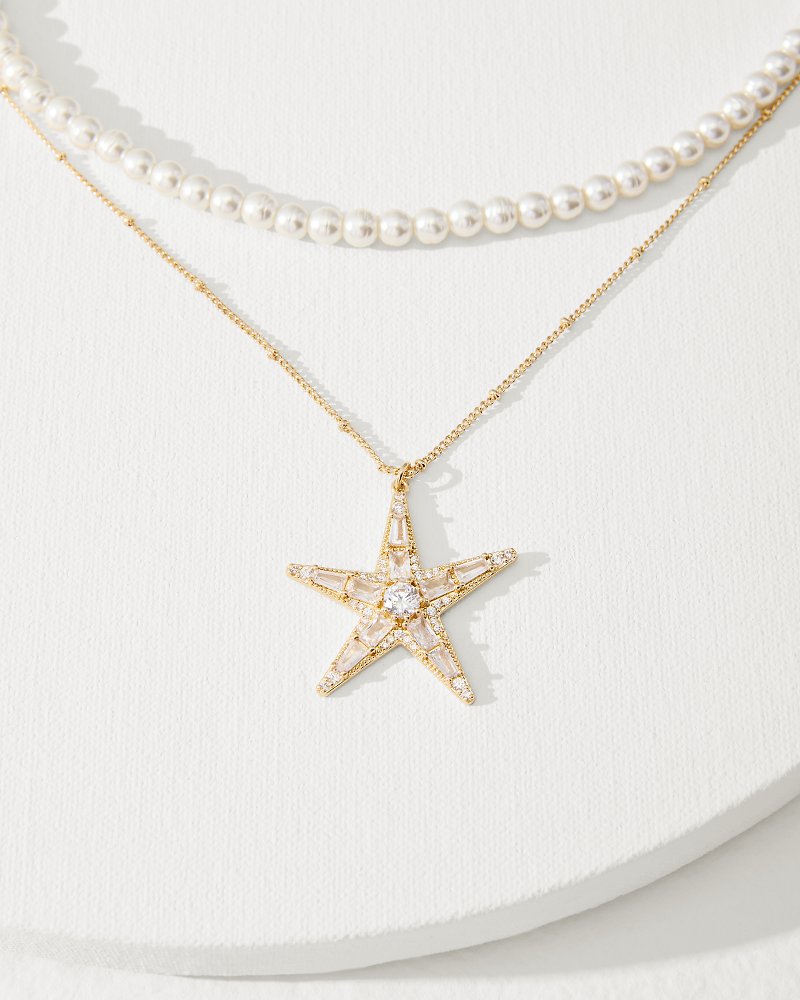 Tommy Bahama Moments in Paradise Star Layered Pearl Necklace