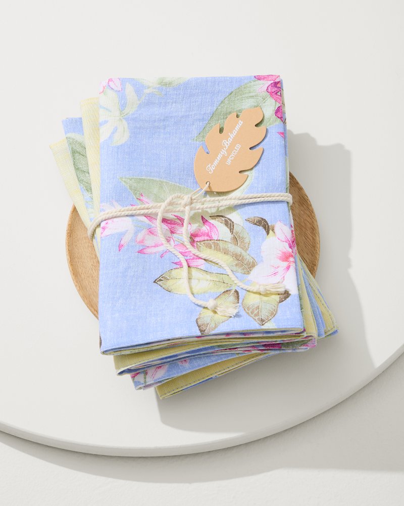 Tommy Bahama Ray Upcycled Reversible Linen Dinner Napkins - Set of 4