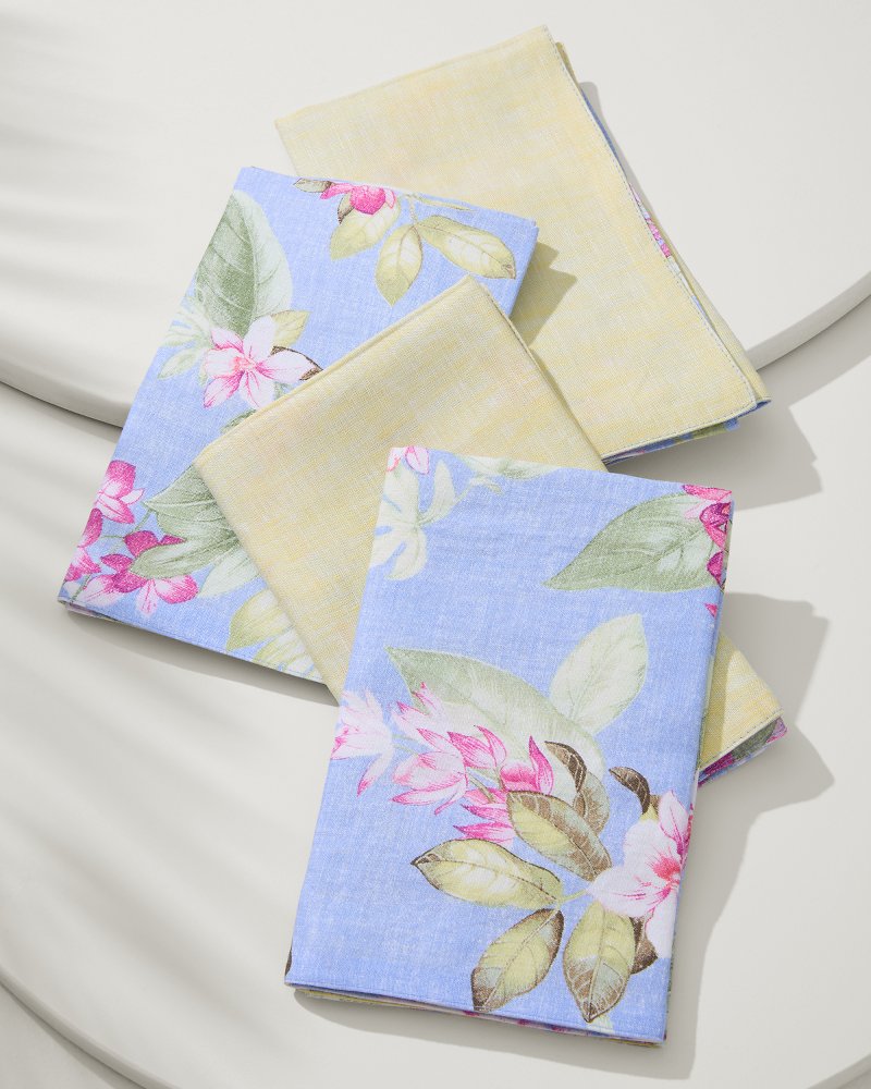 Tommy Bahama Ray Upcycled Reversible Linen Dinner Napkins - Set of 4