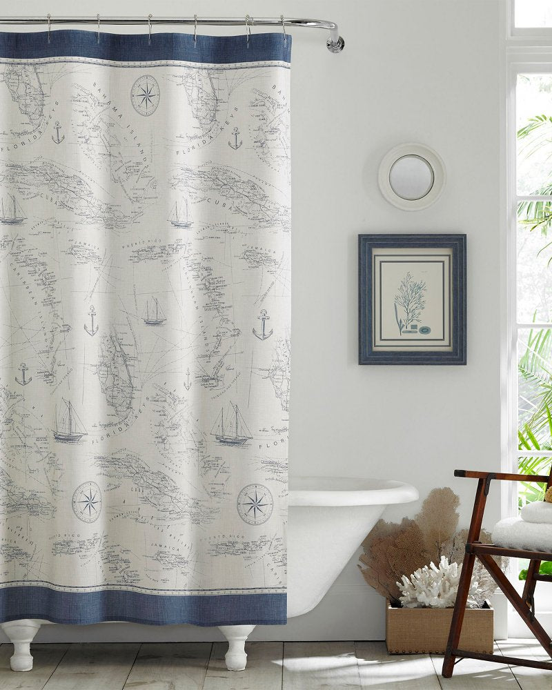 Tommy Bahama Caribbean Sea Lt-Pastel Blue Shower Curtain