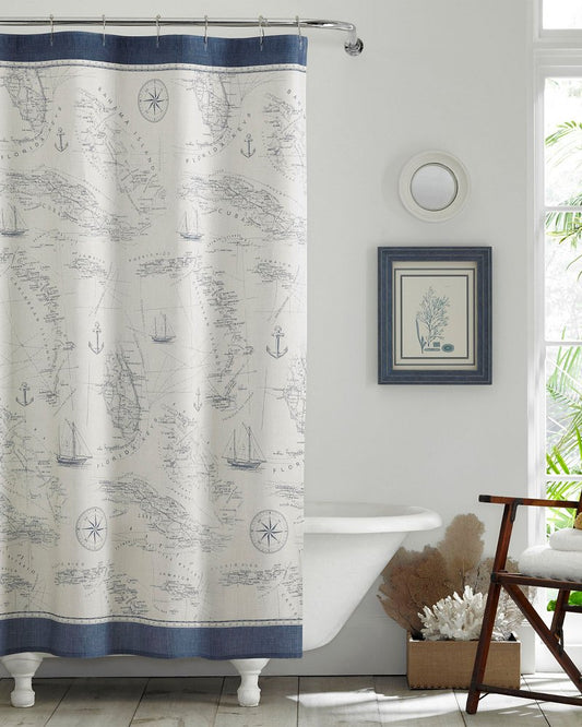 Tommy Bahama Caribbean Sea Lt-Pastel Blue Shower Curtain
