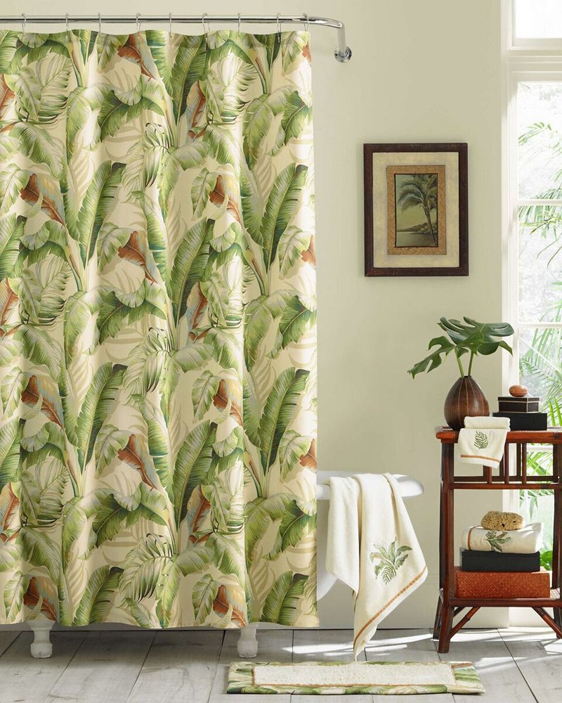 Tommy Bahama Palmiers Medium Green Shower Curtain