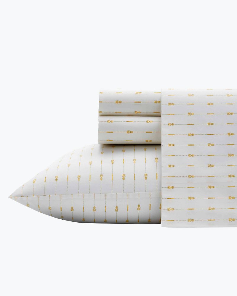 Tommy Bahama Pineapple Pinstripe 4-Piece Queen Sheet Set