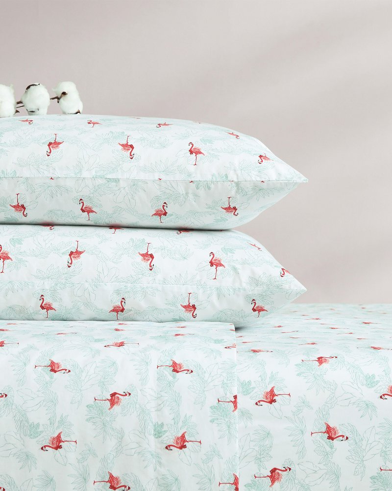 Tommy Bahama Flamingo Santa 4-Piece Queen Sheet Set