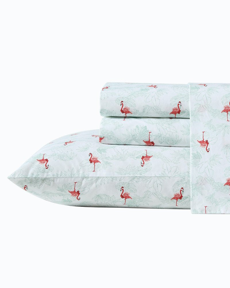 Tommy Bahama Flamingo Santa 4-Piece Queen Sheet Set