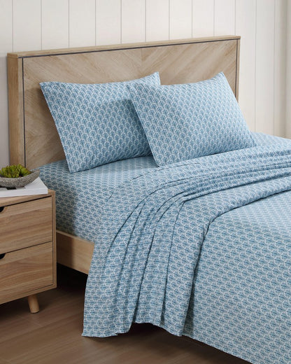 Tommy Bahama Coastal Batik Blue 4-Piece Queen Sheet Set