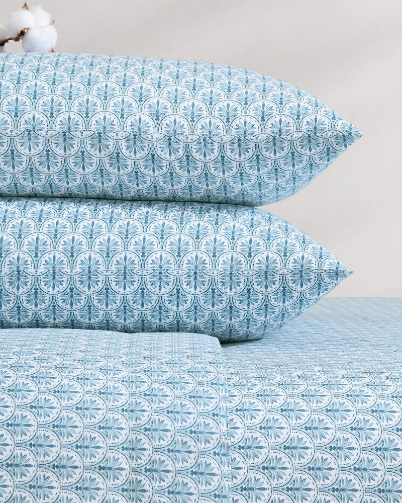 Tommy Bahama Coastal Batik Blue 4-Piece Queen Sheet Set