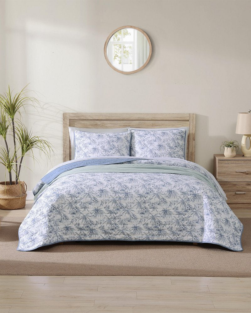 Tommy Bahama Pen and Ink Palm Reversible 2-Piece Twin Quilt Set