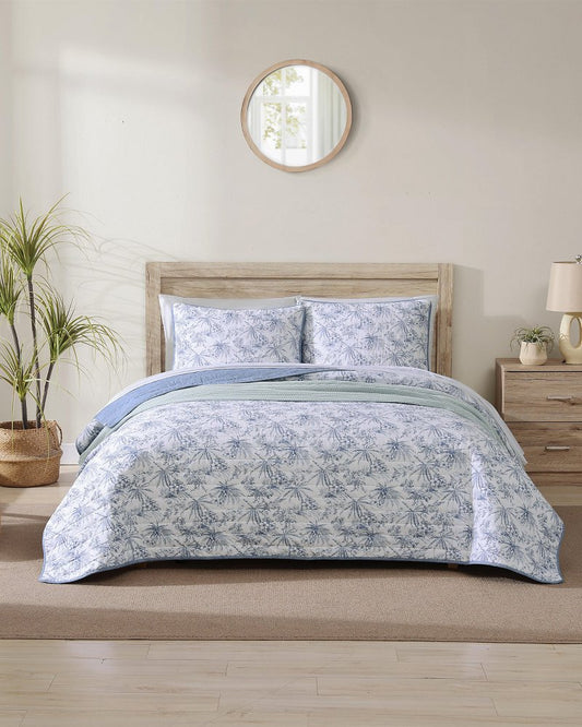 Tommy Bahama Pen and Ink Palm Reversible 2-Piece Twin Quilt Set