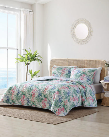 Tommy Bahama Island Orchid Reversible 3-Piece King Quilt Set