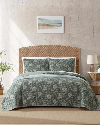 Tommy Bahama Hibiscus Jungle Reversible 3-Piece Full/Queen Quilt Set
