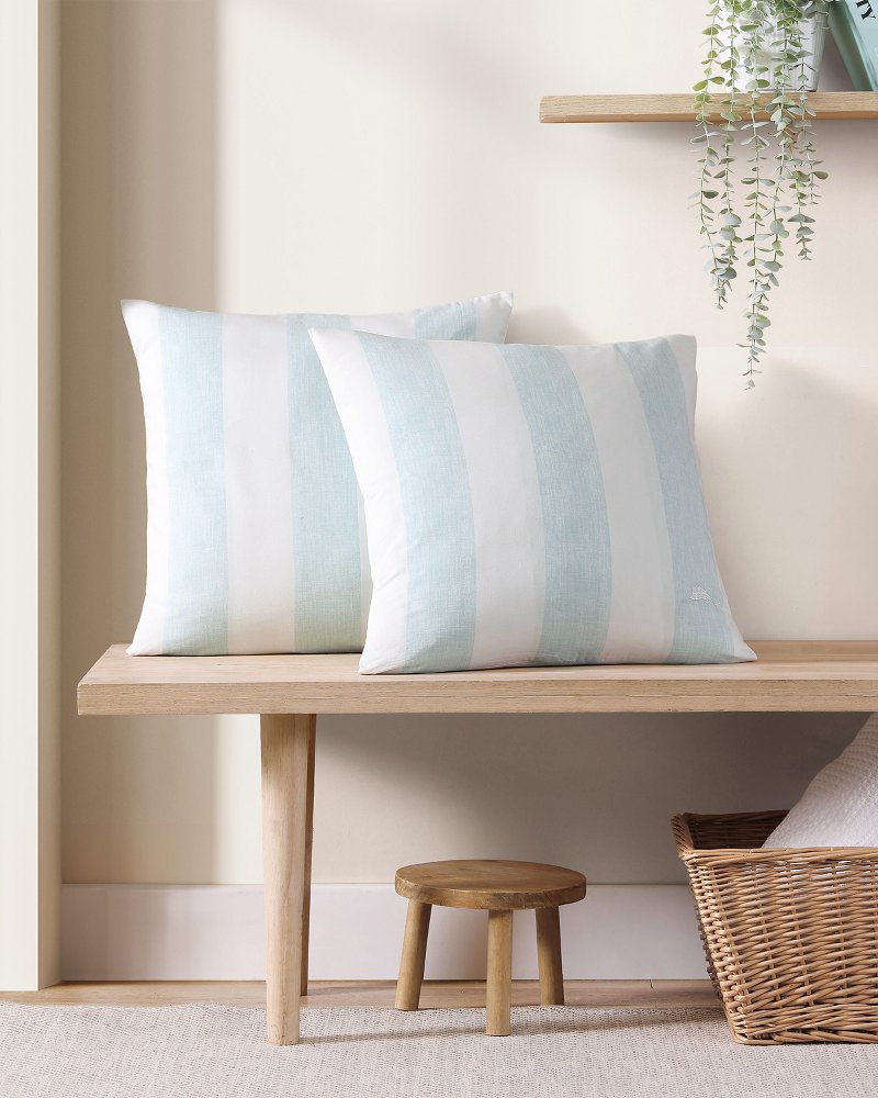 Tommy Bahama Awning Stripe Blue Decorative Pillow