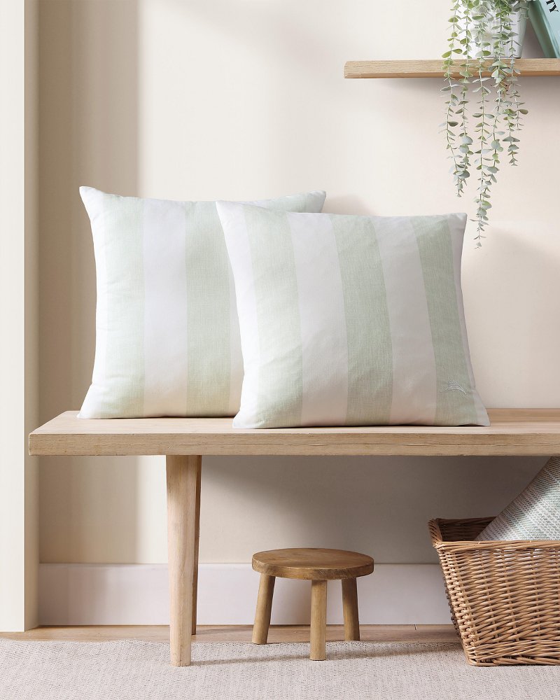 Tommy Bahama Awning Stripe Green Decorative Pillow