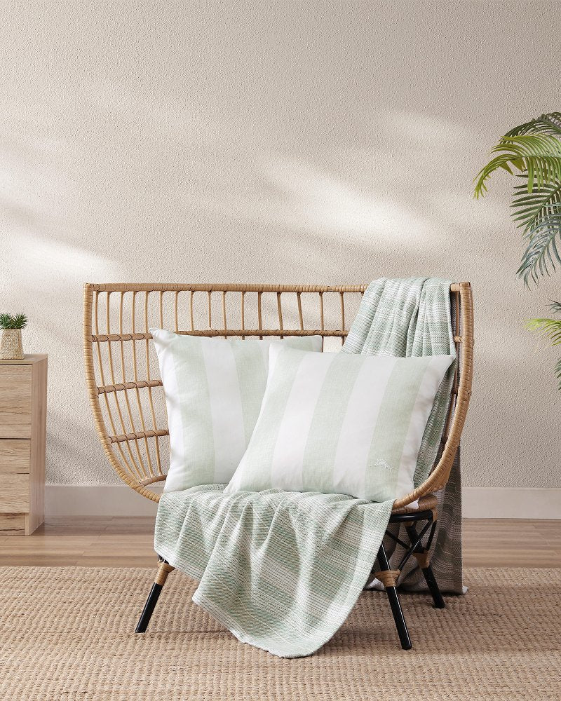 Tommy Bahama Awning Stripe Green Decorative Pillow