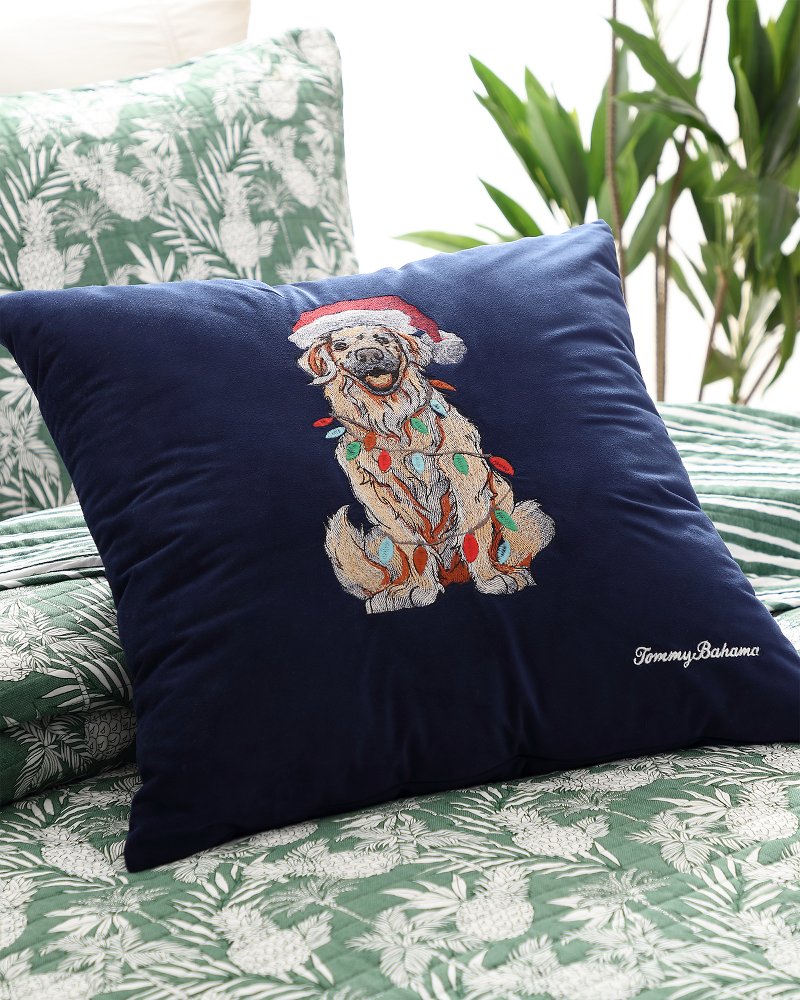 Tommy Bahama Holiday Retriever Velvet Decorative Pillow