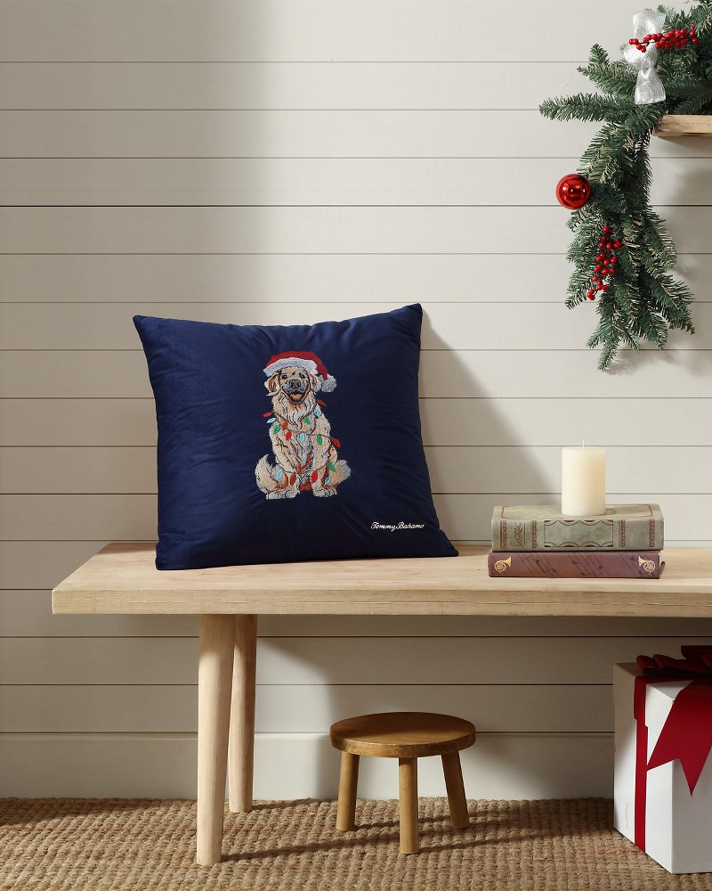 Tommy Bahama Holiday Retriever Velvet Decorative Pillow
