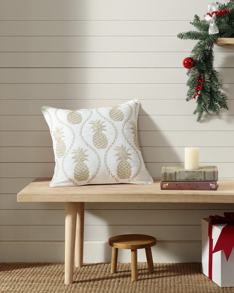 Tommy Bahama Golden Pineapples Embroidered Decorative Pillow