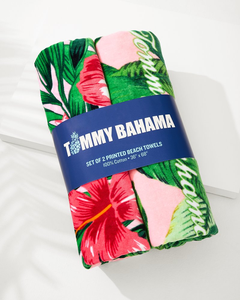 Tommy Bahama Pineapple Queen & Swaying Fronds Beach Towels — Set of 2