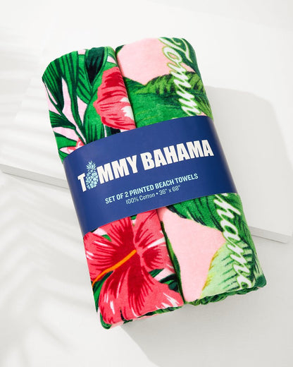 Tommy Bahama Pineapple Queen & Swaying Fronds Beach Towels — Set of 2