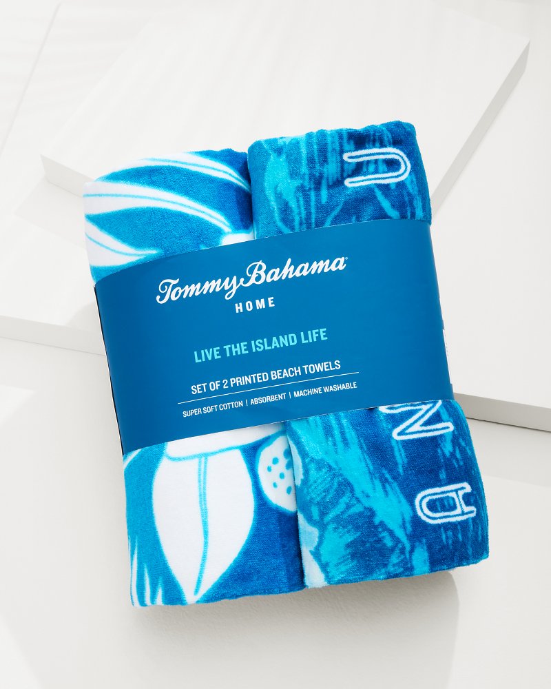 Tommy Bahama High Tide Hangout & Island Cays Blooms Beach Towels — Set of 2