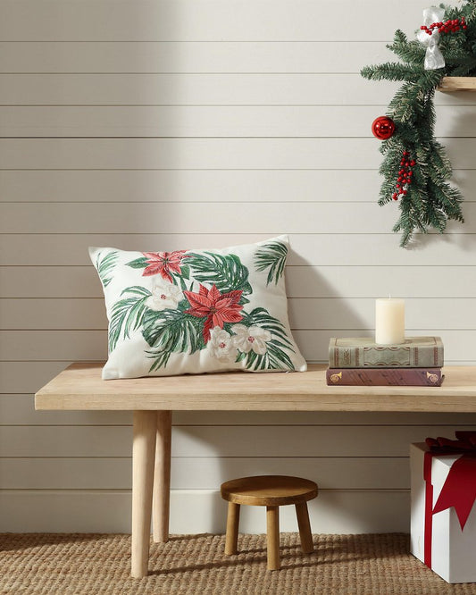 Tommy Bahama Festive Palms Velvet Embroidered Decorative Pillow