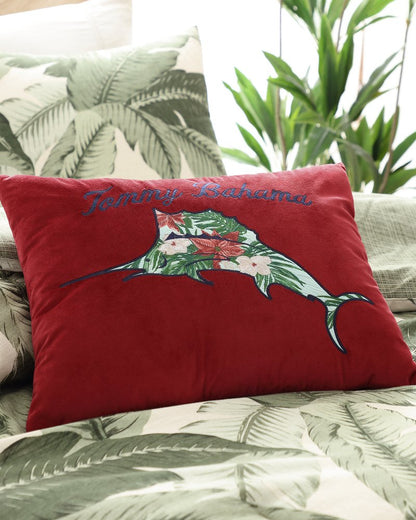 Tommy Bahama Holiday Marlin Velvet Embroidered Decorative Pillow