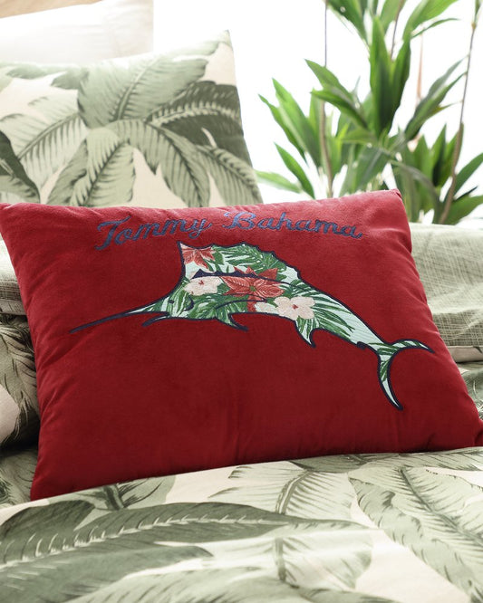 Tommy Bahama Holiday Marlin Velvet Embroidered Decorative Pillow