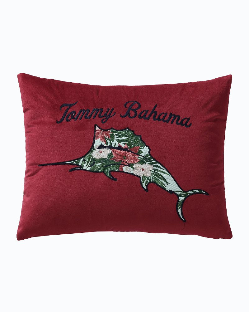Tommy Bahama Holiday Marlin Velvet Embroidered Decorative Pillow