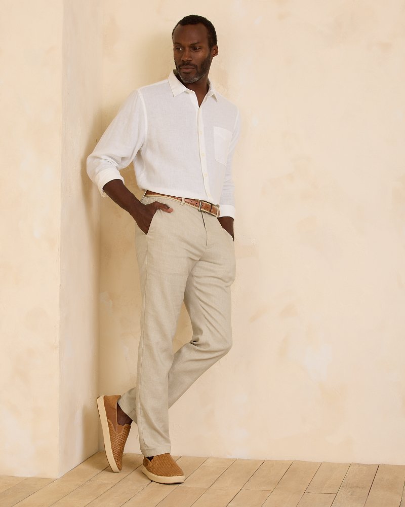 Tommy Bahama Latigo Beach Linen-Blend Flat-Front Pants
