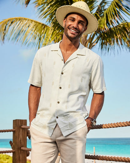 Tommy Bahama Pina Palms Embroidered Silk Camp Shirt
