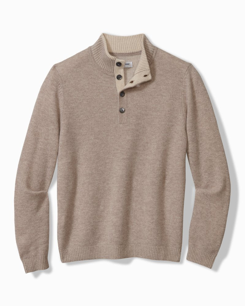 Tommy Bahama Soft Sands Cashmere Button-Mock Sweater